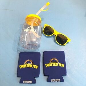 LOT OF TWISTED TEA Advertising Items KOOZIES / SUNGLASSES / DRINKING CONTAINER
